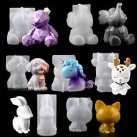 EPODA 3D Állat Szilikon Forma Készlet - Unikornis, Nyúl, Medve, Szarvas, Cica, Kutya, Elefánt Epoxi Gyantához 1