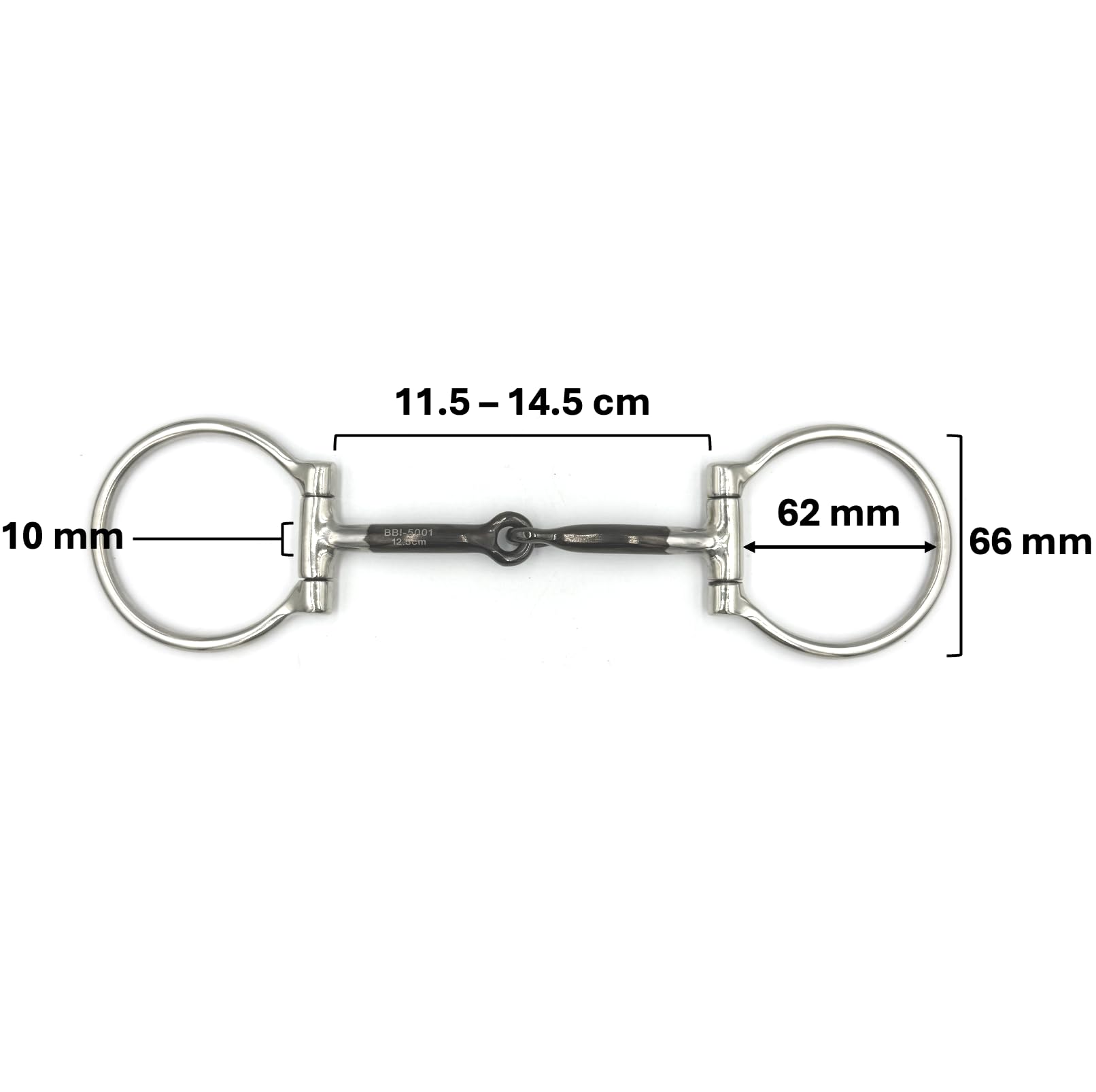ES0258 JW Gebiss Westerngebiss D-Ring D-Trense Einfach Gebrochen mit Sweet Iron Süßeisen aus Edelstahl Gebissstärke 10 mm (13.5 cm)