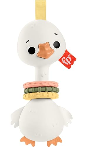 Fisher-Price Baby Juguete sensorial Clack & Quack Goose con actividad motora fina para recién nacidos a partir de 3 meses