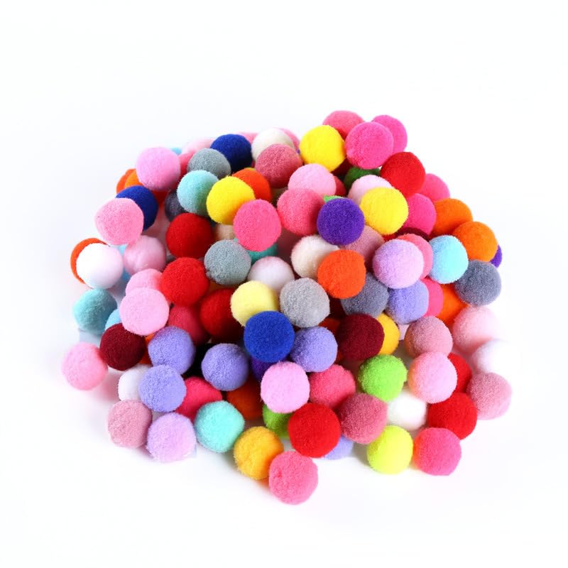 Yeesabella 200 Pcs Assorted Pom Poms 1cm Colorful Portable Fluffy Pom Poms Balls Multicolor Fuzzy Craft Poms Ball for DIY Creative Crafts Decorations Arts Projects Small Polypropylene Lightweight