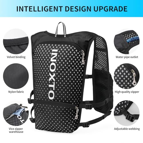 Image of INOXTO Running Hydration Vest Backpack,Lightweight Insulated Pack with 1.5L Water Bladder Bag Daypack for Hiking Trail Running Cycling Race Marathon for Women Men