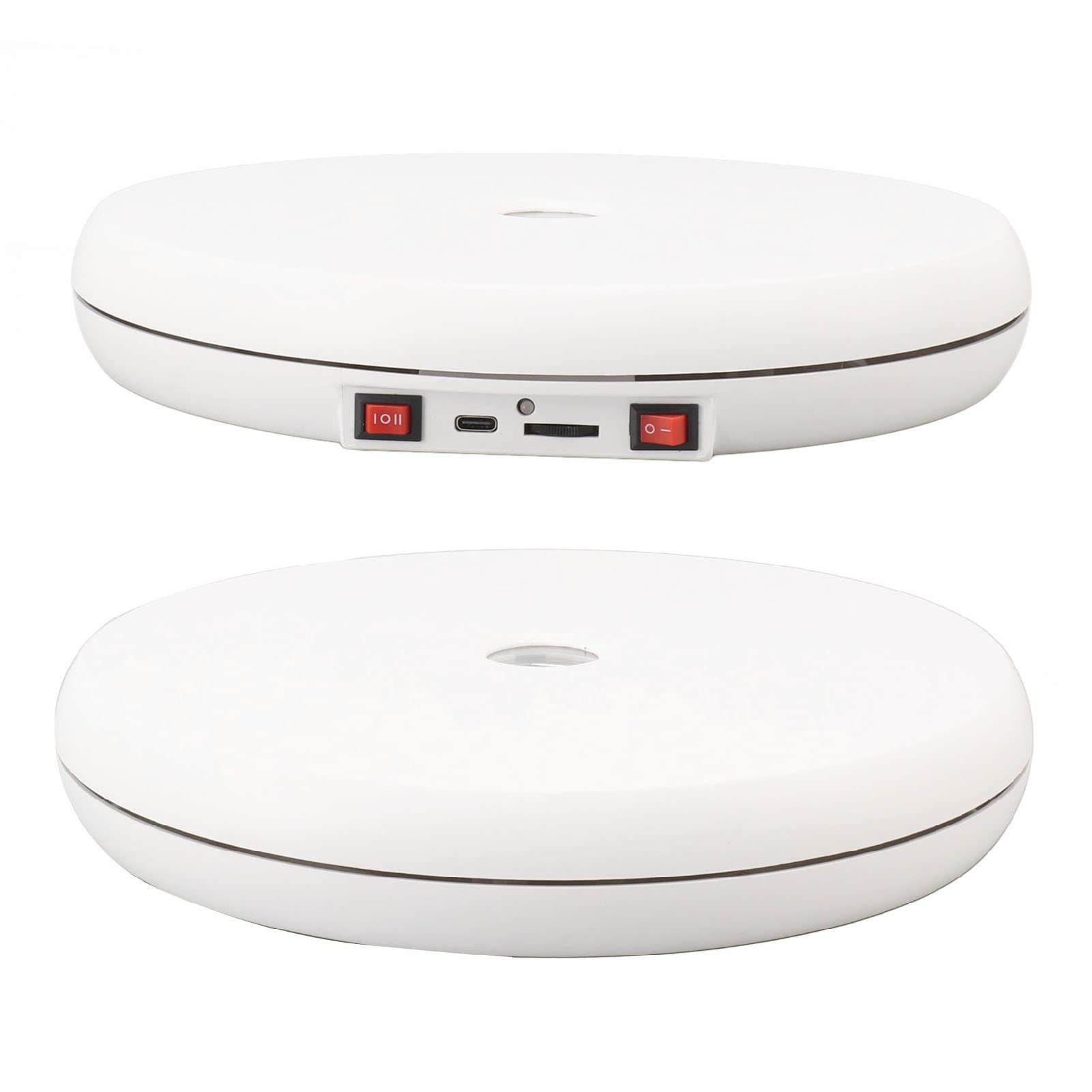 Annadue Mesa de Exhibición Giratoria Eléctrica, Soporte de Exhibición con Luz LED, Soporte de Silencioso de 25cm con Capacidad de Carga de 20kg para Joyería (WHITE)