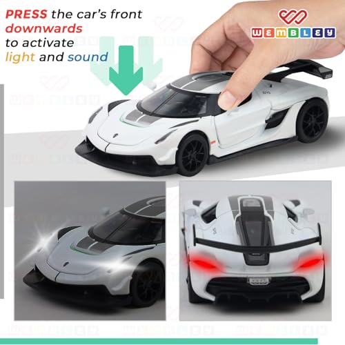 Image of Wembley 1:32 Scale Die-Cast Toy Car for Kids| with Opening Doors, Hood & Trunk| Features Pull Back Action| Luxury Sports Car Collectible|| Die-Cast Metal Body - White