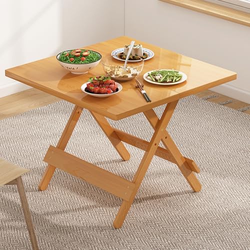 Mesa de comedor plegable para tarjetas, mesa de comedor cuadrada simple, mesa de comedor plegable, mesa de bambú beige para 2-4 personas, mesa de bar pequeña para jardín