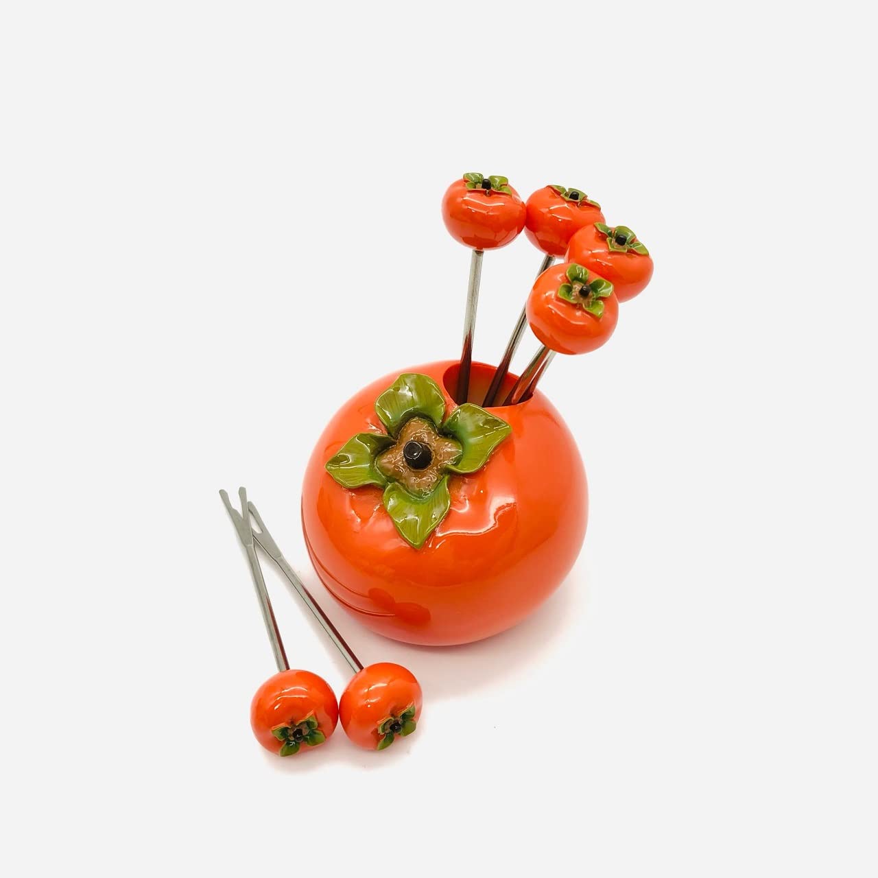 Amazon | 柿フルーツピックセット 柿型 和風 フルーツ おやつ 便利な