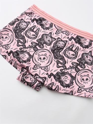Morvia 10 Pack Variety of Gothic Print Boyshorts Underwear, High Waist Elastic Band, Assorted Halloween Skull Spooky Patterns - image 8