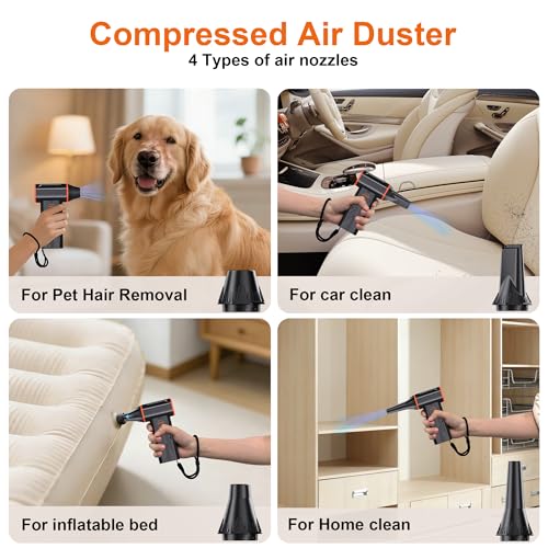 Compressed air Duster & Small Vacuum,150000RPM 3in1 Computer Vacuum Cleaner - image 7