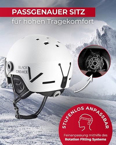 BLACK CREVICE Skihelm Kaprun Mit Visier im Pilotenstyle | Herren & Damen Unisex Snowboard-Helm |...