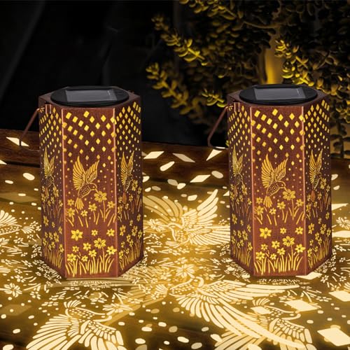 Image of Eandisom Birthday Gifts for Women, 4 Pack Hummingbird Solar Lanterns