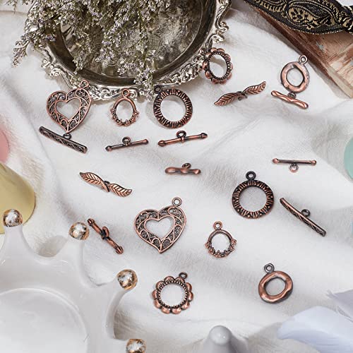 SUPERFINDINGS 10 Sets 5 Styles Brass Toggle Clasps Red Copper OT Buckle Rack Plating Jewelry Clasp Connectors for DIY Jewelry Making Crafts - Image 4