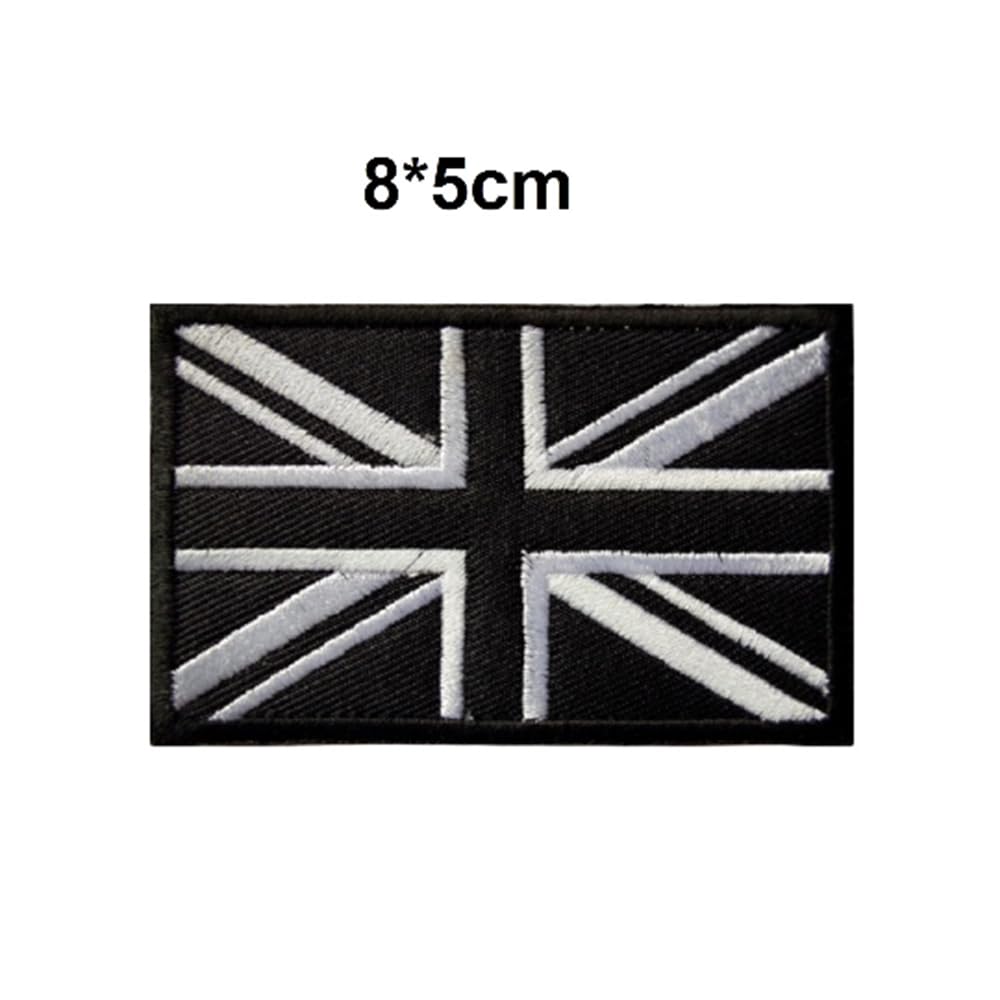 Custom Name British Flag Patch, Personalised Tactical Patch, Black & White UK Flag Embroidered Appliques, Union Jack Patches - Sew In / 5.2x6 Cm - Foto 4