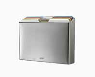 Joseph Joseph Index Plastic Cutting Board Set with Stainless Steel Storage Case Color-Coded Dishwasher-Safe Non-Slip&comma; Large&comma; Steel Multicolored