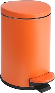 TIPGO Small Trash Can with Lid Soft Close, 4.5 Liters / 1.2 Gallon Bathroom Garbage Can, Mini Step Trash Bin, Stainless Steel Wastebasket for Bathroom, Bedroom, Office (Orange)