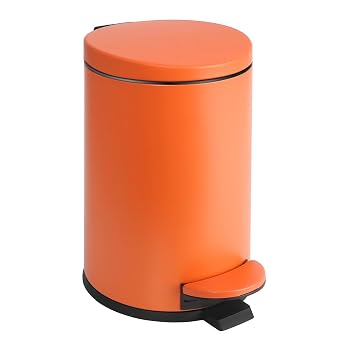 TIPGO Small Trash Can with Lid Soft Close, 4.5 Liters / 1.2 Gallon Bathroom Garbage Can, Mini Step Trash Bin, Stainless Steel Wastebasket for Bathroom, Bedroom, Office Orange