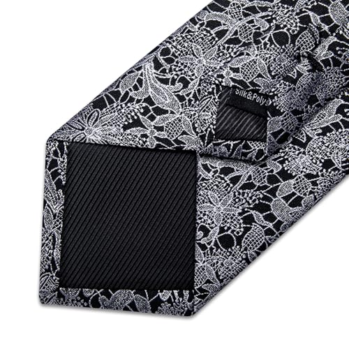 Image of DiBanGu Mens Paisley Tie Sets Silk Jacquard Woven Floral Necktie and Pocket Square Cufflinks Wedding Business Party