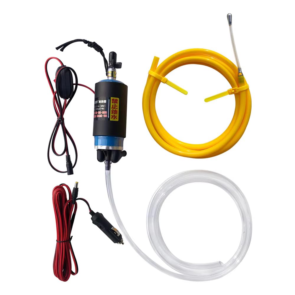 Bomba de Sifón Manual y Eléctrica, Extractor de Aceite Autocebante con Tubo Guía, Bomba Multifuncional para el Depósito de Combustible del Coche