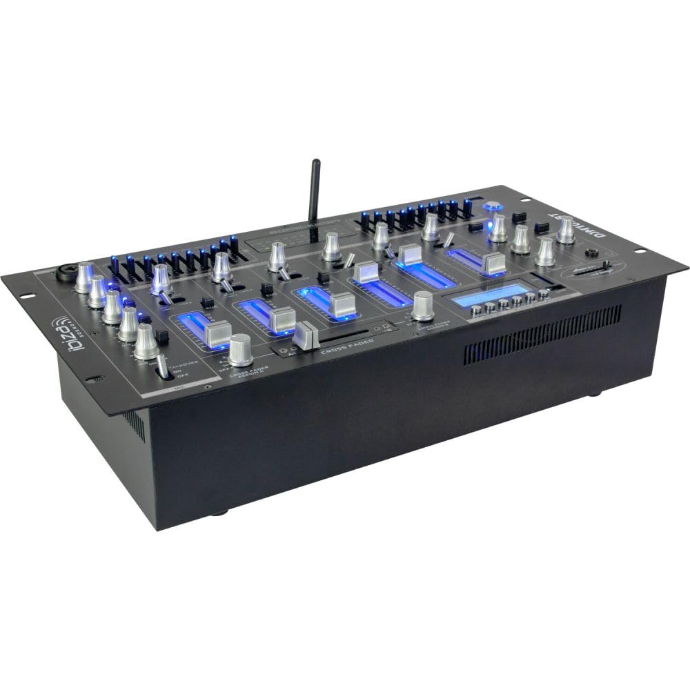 IBIZA SOUND DJM102-BT 19" Rack-Mischpult mit 6 Kanälen, Bluetooth, USB, Line, Phono, Mikrofon-Eingänge, XLR, 1/4" TRS Ausgänge