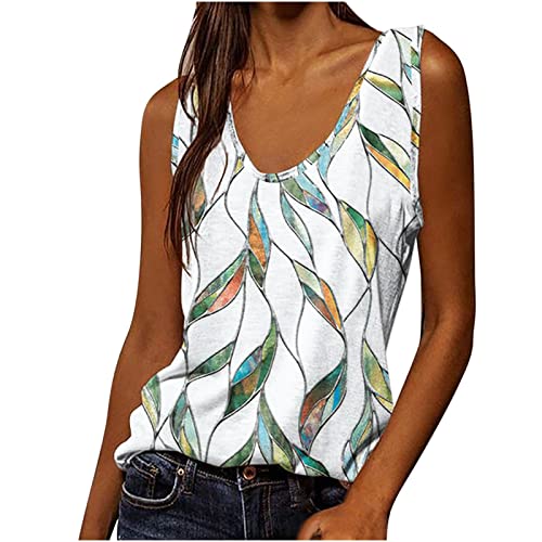 Floral Tank Tops for Women, Women s Crew Neck Tanks Flower Printed Tops Casual Loose Sleeveless Blouse Shirts