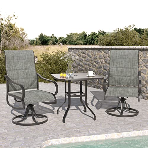 Udpatio Swivel Patio Dining Chairs Set Of 6, Outdoor Dining Chairs High Back, Padded All Weather Breathable Textilene Outside Chair With Metal Rocking Frame For Lawn Garden Backyard Duck, Grey White #TOP7