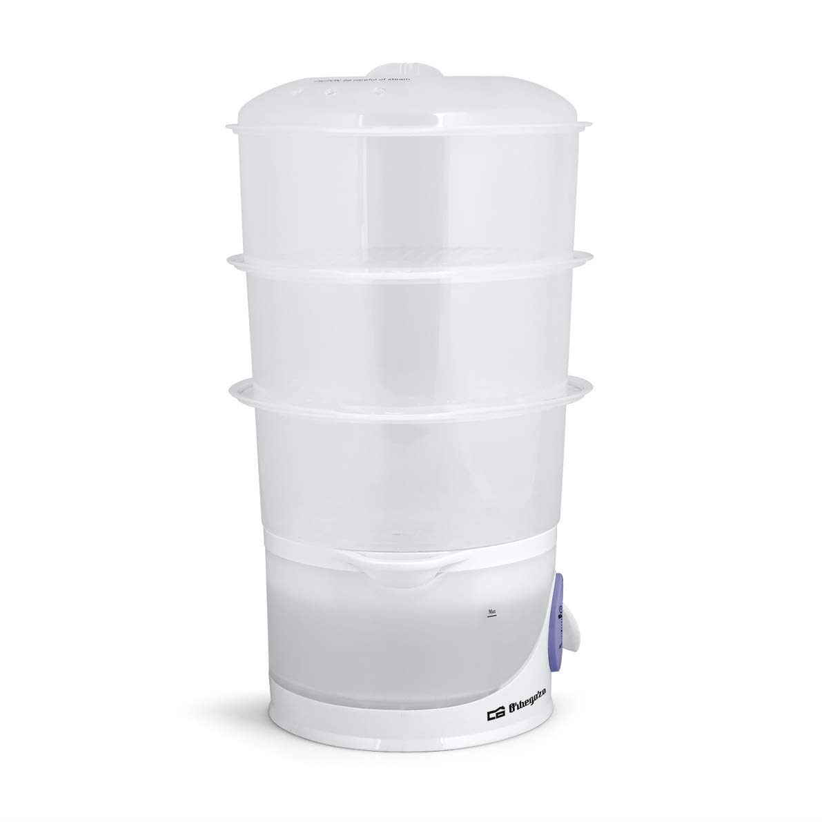 Orbegozo CO 4015 - Vaporera eléctrica, libre de BPA, 3 recipientes apilables incluyendo uno especial para arroz, temporizador hasta 60 minutos con parada automática, 800 W de potencia, Blanco