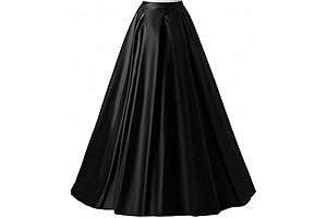 Women's Fashion High Waist Black Satin Skirt with Pockets