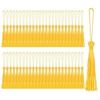 50 Stück Quasten Mini, Quasten Anhänger für Armbänder Weich Seidig Handgefertigte Gold Quast Mit Schlaufe Tassel für Lesezeichen Anhänger Schmuckherstellung DIY Bastelzubehör Schlüsselanhänger Zubehör