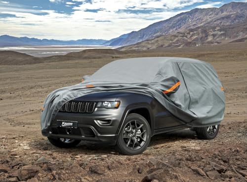 Image of Kayme Heavy Duty SUV Car Cover Custom Fit Jeep Grand Cherokee (2010-2025) Waterproof All Weather for Automobiles, Full Exterior Covers Sun Rain UV Protection.