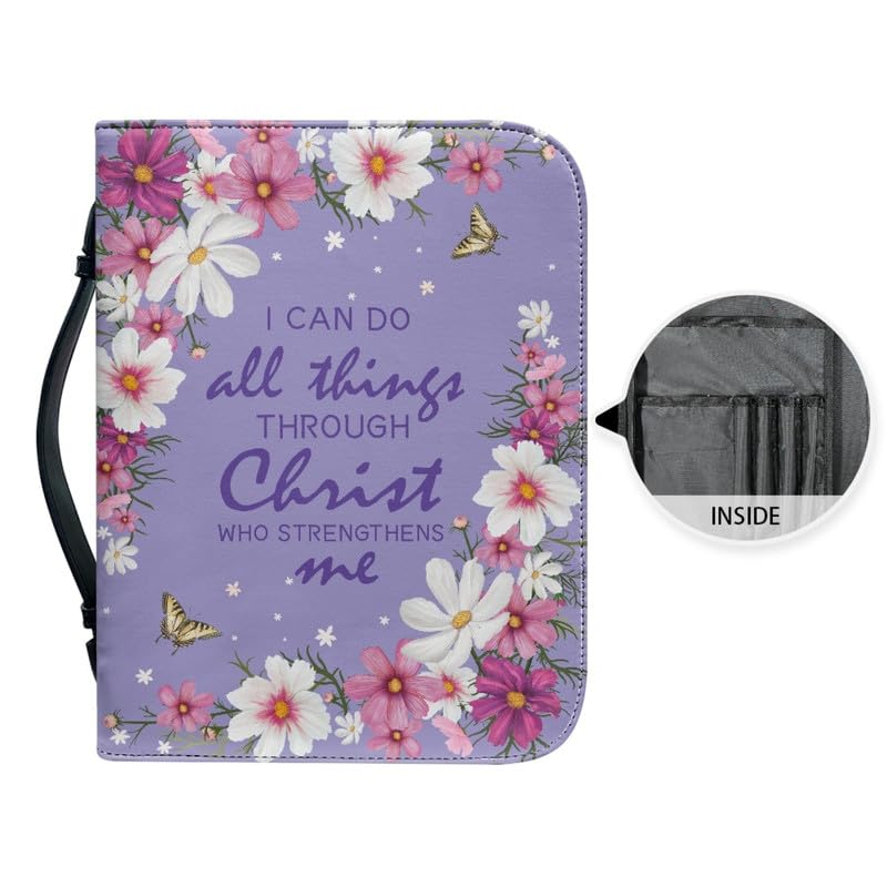 Copertina Per Libri Floreale - Custodia Lavabile Con Scritta Blessed, 25x20 Cm