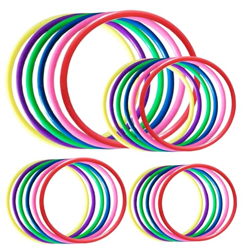 24PCS 4 Sizes Plastic Ring Toss Game Set - Outdoor Yard Games for Family Party, Speed & Agility Training Toys for Kids Adults - Includes Carnival Birthday Bridal Shower Party Favors (Colors May Vary)