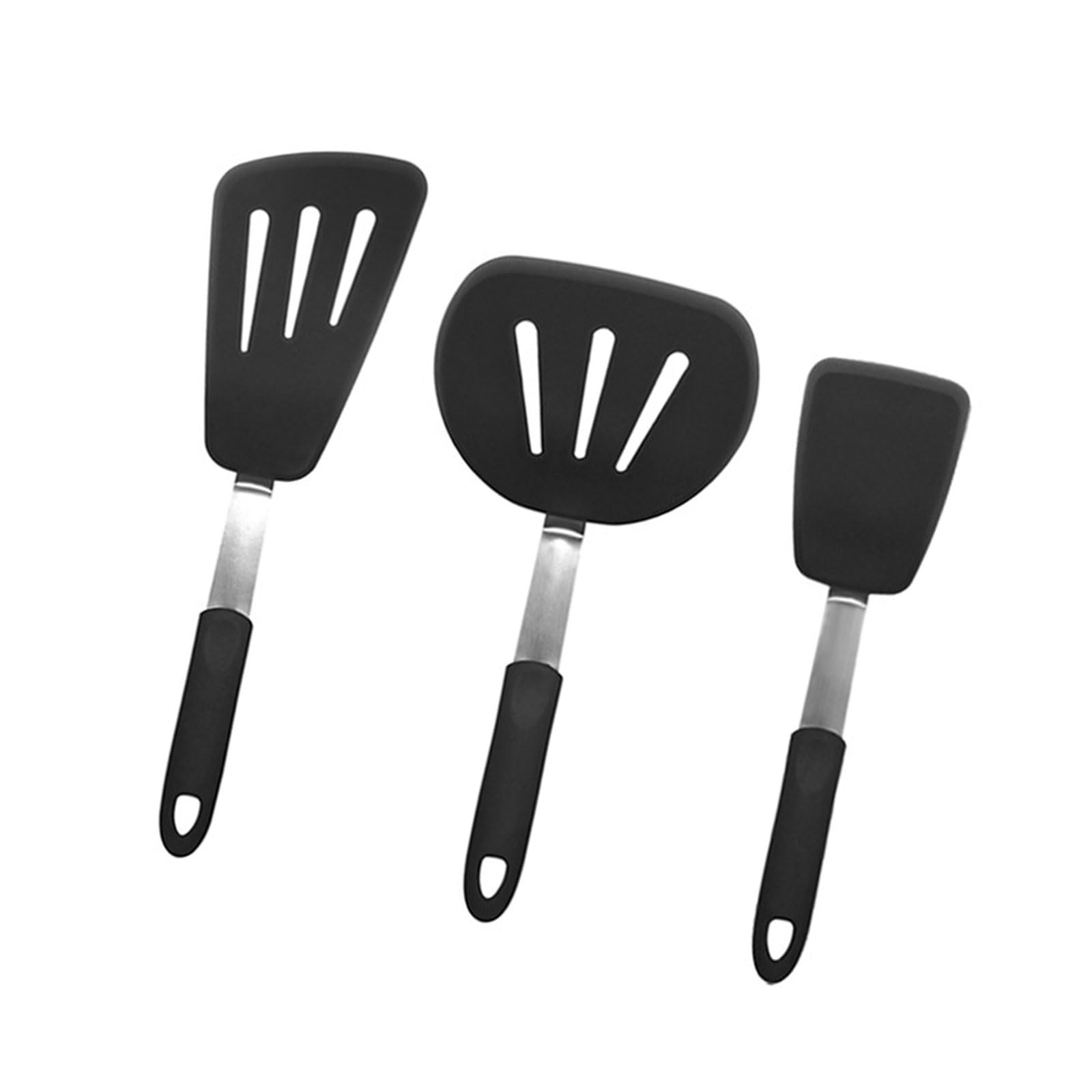 TEMOOUES Silicone Spatula Slotted Turner, Easy Ergonomic Grip for Kitchen Utensils Silicone Spatula Slotted Turner Ergonomic Handle Cooking Tool