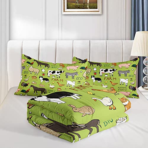 Qoomo Farm Animal Comforter Queen Size,Farmhouse Comforter Set For Kids Teens Girls Boys,3Pcs Bedding Set Printed Comforter With 2 Pillowcases,Soft And Lightweight，Queen Size thumb #2