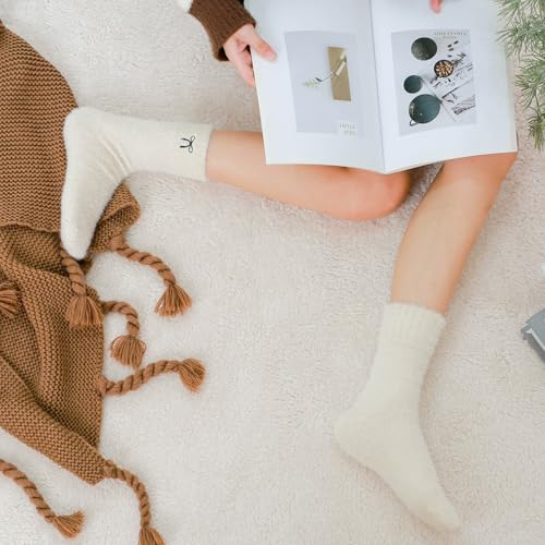 Image of SISOSOCK 5 Pairs Fuzzy Soft Cozy Comfortable Socks for Women, Casual Sleep Comfy Socks, Perfect Warm Winter Gifts for Women