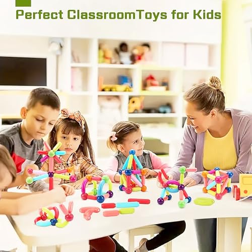 Image of VGRASSP Magnetic Sticks Building Blocks Set for Kids - Creative STEM Toy for Boys and Girls with Strong Magnets, Vibrant Colors, Safe & Durable Design, Ideal for Ages 3+ (100 Pcs Set)