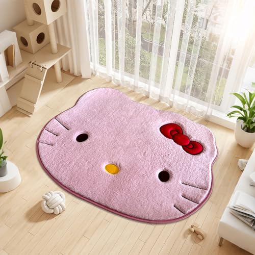 DALISHI Cute Kitty Rugs Kawaii Cartoon Area Rugs Pink Fluffy Accent Rugs for Bedroom or Living Room Decor