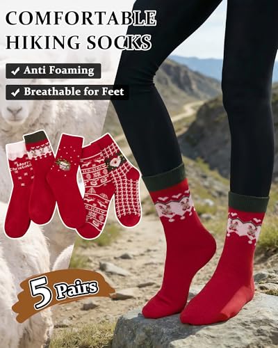 Image of Loritta Wool Socks for Women, Winter Warm Hiking Boot Socks Gifts