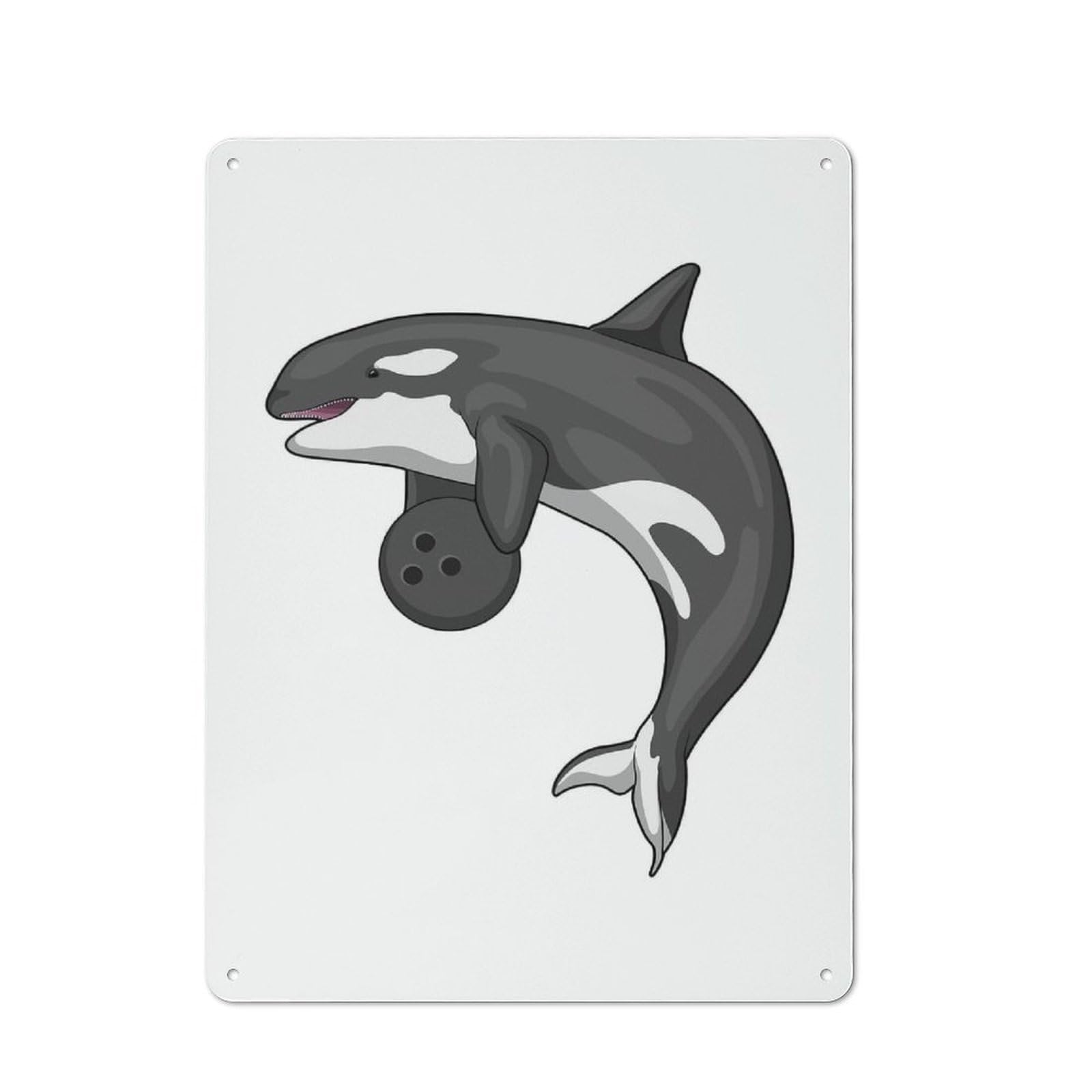 Junmoney Orca Bowling Bowling Ball Tin Sign 40X30cm For Café Or Home Bar, Rustic Wall Decor, For Café-Style Decor Fans