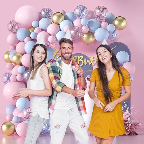 Image of 1iAM Happy Birthday Decoration Items Pack of 118 - Banner, 115pcs Balloons, Glue Dots & Arch | Birthday Decor Items for Girls | Bday Decoration Items for Boys | Party Supplies Combo Package For Decor