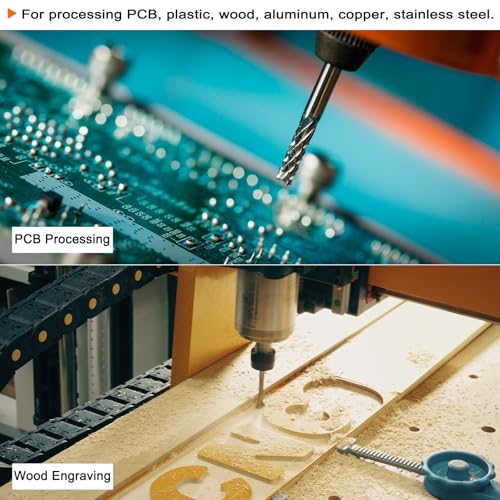 Image of HARFINGTON 10pcs End Mills CNC Router Bits 1 /8 inch Shank 1.8mm Blue Coated Tungsten Carbide Milling Cutters for PCB Acrylic Wood Aluminum Metal
