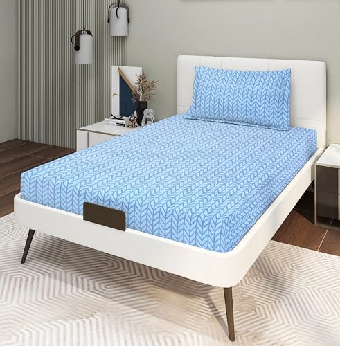 Image of RD TREND Presents Bedsheet for Single Bed Polycotton 210 TC, Size-60X90 Inches(152X228 CM), Single Bedsheet with Pillow Cover (18X28 Inches) Blue