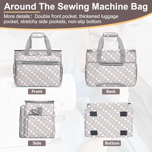 Image of Anitor Sewing Machine Case with Removable Bottom Padding, Sewing Machine Bag Fits Most Standard Sewing Machines and Storage Sewing Accessories, for Singer, Brother, Janome, Round Dot,(Bag Only)