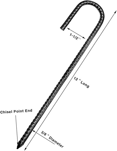 Miniatura 2 de Estacas de barra de refuerzo de suelo, anclajes de suelo, estacas de tienda de campaña con gancho en J para jardín, estacas de metal resistente con