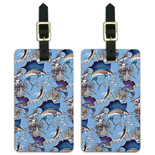 Sailfish Marlin Deep Sea Fishing Luggage ID Tags (Set of 2)