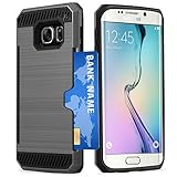 BENTOBEN Galaxy S6 Edge Case, S6 Edge Wallet Case, [Credit Card Holder][Slim Lightweight] 2 in 1 Hybrid Rugged Shockproof Anti-Slip Hard Protective Phone Cases Cover for Samsung Galaxy S6 Edge, Black