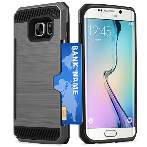 BENTOBEN Galaxy S6 Edge Case, S6 Edge Wallet Case, [Credit Card Holder][Slim Lightweight] 2 in 1 Hybrid Rugged Shockproof Anti-Slip Hard Protective Phone Cases Cover for Samsung Galaxy S6 Edge, Black