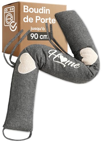 Praknu Boudin de Porte Anti Froid 90cm - Lavable - Économise de l'Énergie - Extra Lourd - pour Portes et Fenêtres - Gris