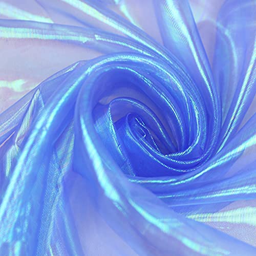moonfarm 選べる11色 オーロラ オーガンジー 生地 2m×150cm 手芸 カラー 透明 無地 布 ブルー