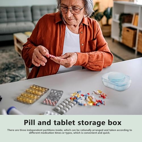 Goowafur Pillendoosje voor portemonnee,Pillendoosje voor portemonnee - Doorzichtig draagbaar pillendoosje met 3 compartimenten - Dagelijkse pillendoos-organizer voor opslag van visolie, supplementen, - Afbeelding 3