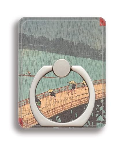 スマホリング 歌川広重 名所江戸百景 大はしあたけの夕立【日本の名画】 ホールドリング 葛飾北斎 歌川広重 東洲斎写楽落 下防止 スタンド機能 360°回転 日本画 浮世絵 絵画 アート おしゃれ デザイン iPhone Android 対応
