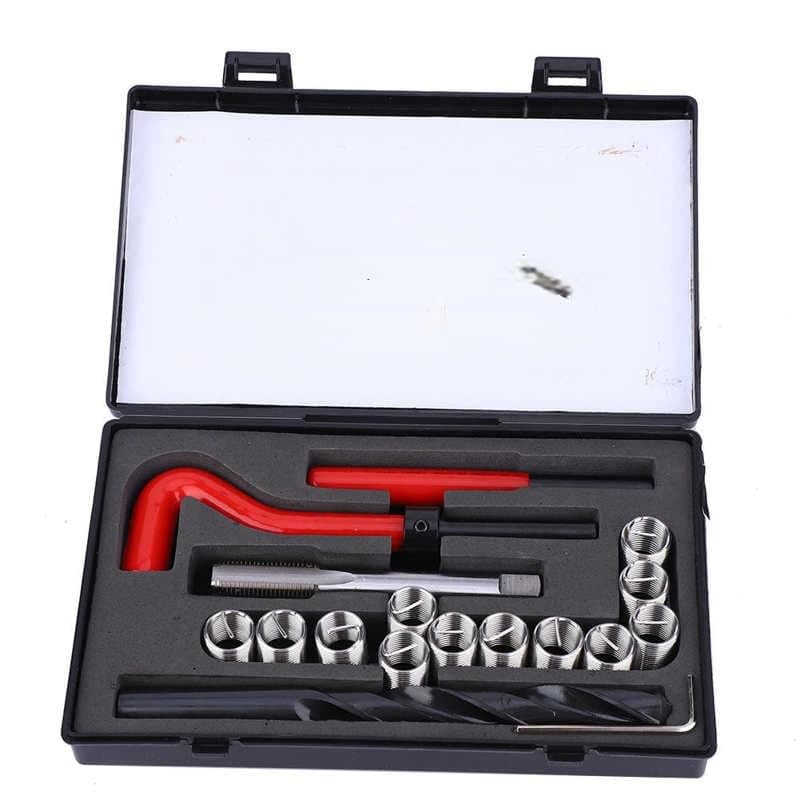 17pcs M12x1.25 Thread Repair Kit Stainless Steel Twist Drill Wrench Thread Insert Thread Insert Set