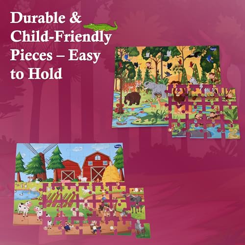 Image of I Am A Pro | Animals in The Forest & at The Farm 96-Piece Floor Puzzles | Jigsaw Puzzle for Kids 3+ Years with Fun Charades Game | Educational Puzzle Combo | Animals Jigsaw Puzzle for Kids